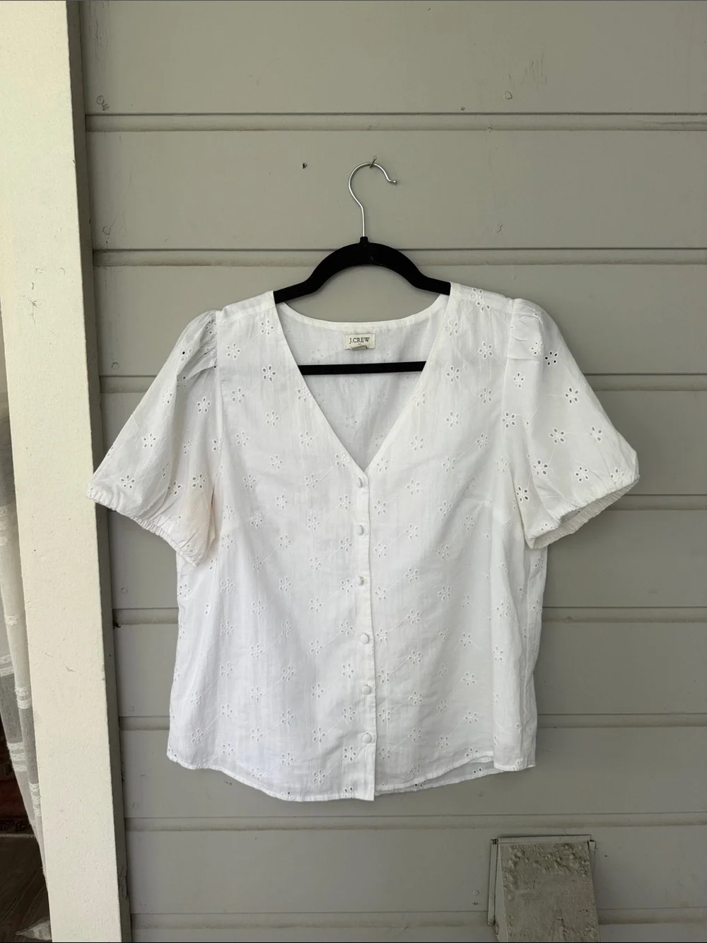 J. Crew Dainty White V Neck Top